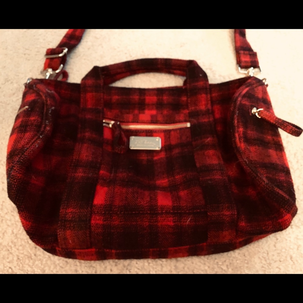 L.L. Bean red plaid purse